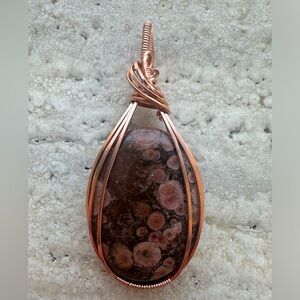 Tarnish Resistant Grounding Copper Poppy Jasper Necklace Pendant